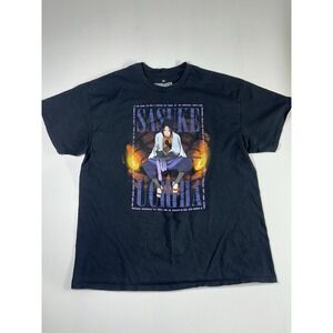 Naruto Shippuden Sasuke Uchiha men's black graphic T-shirt 100% Cotton Size XL